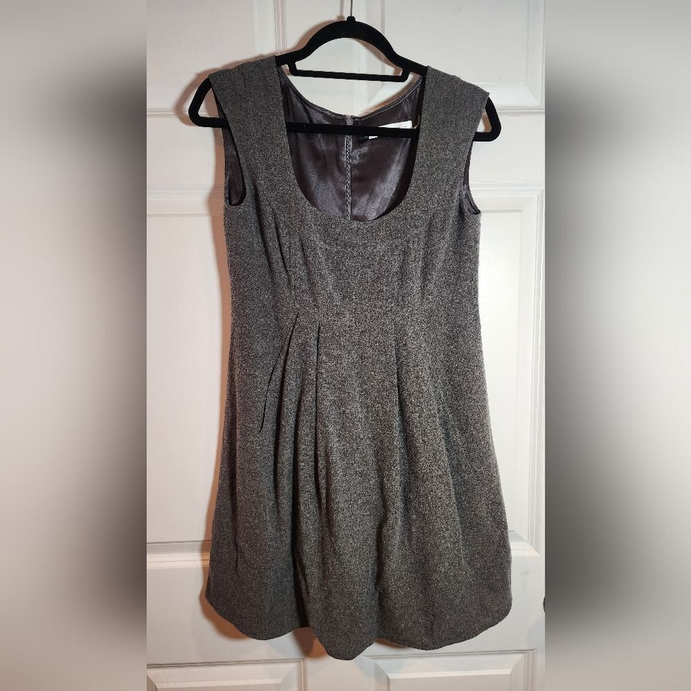 Susana Monaco Gray Sleeveless Wool Mini Dress Zip Back Size 2